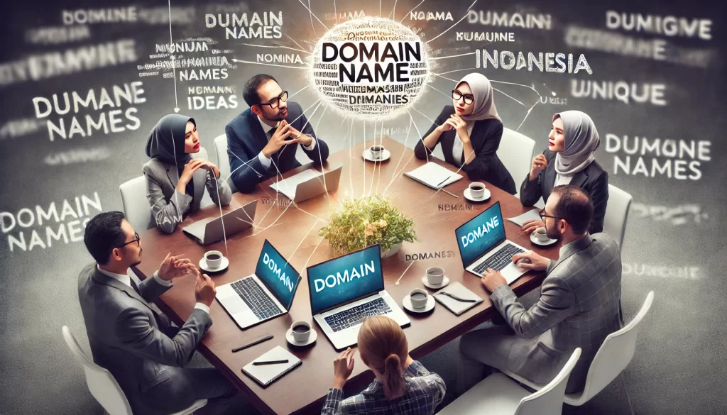 Brainstorming yang dipenuhi dengan ide-ide nama domain