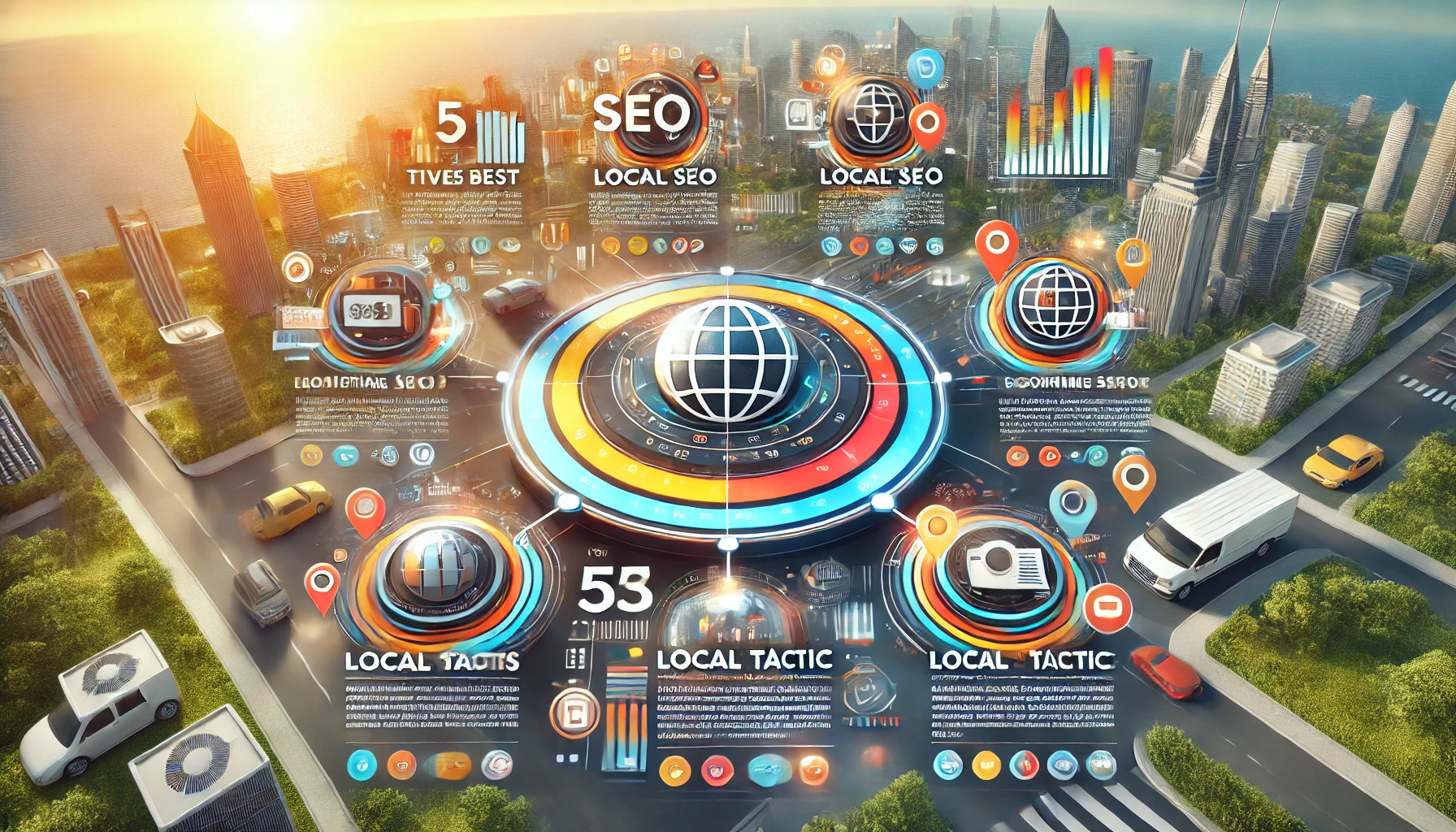 Infografis yang menampilkan lima taktik Local SEO terbaik untuk bisnis