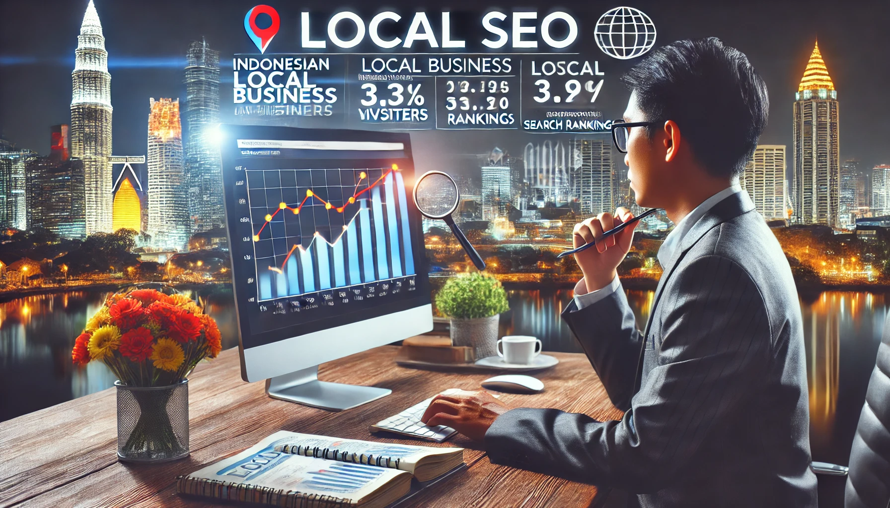 Seorang pemilik bisnis lokal asal Indonesia yang sedang mengoptimalkan situs web mereka untuk SEO lokal